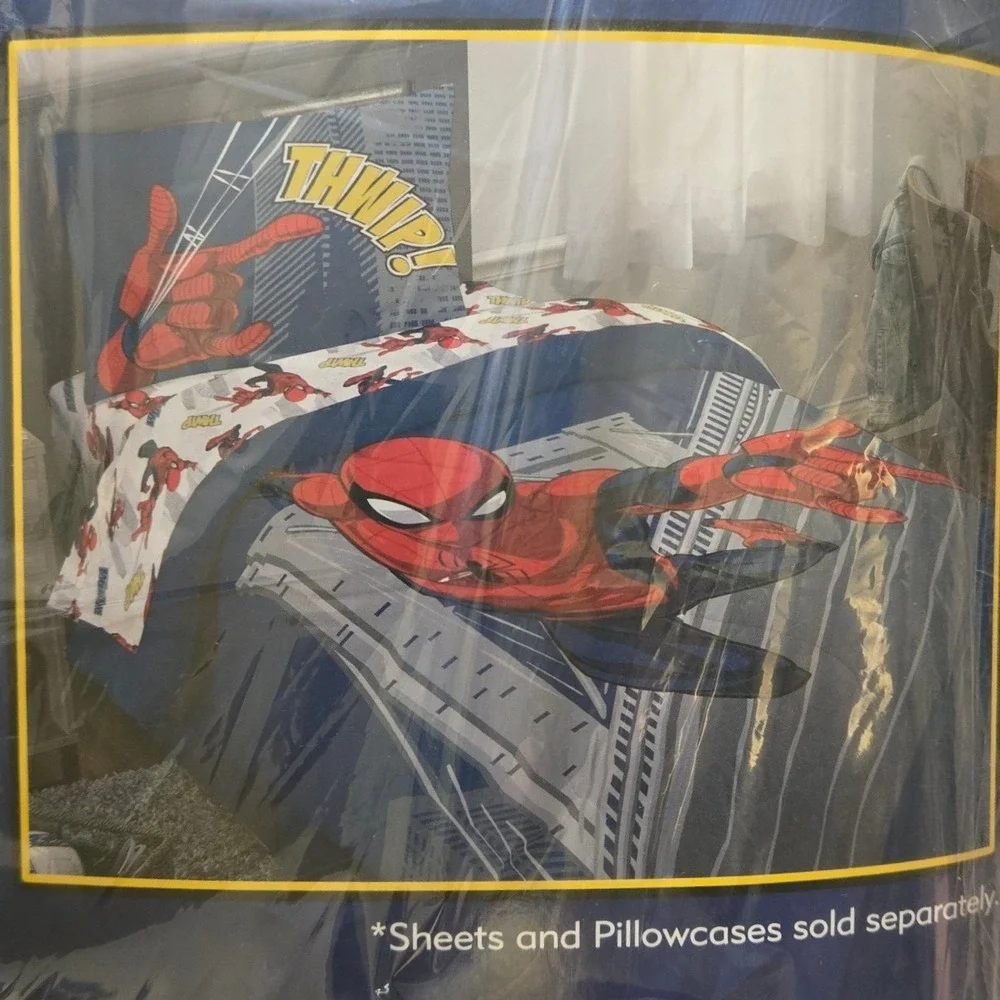 Marvel Spider-Man Twin Comforter Super Soft Blue Red Kids Bedding 64x86